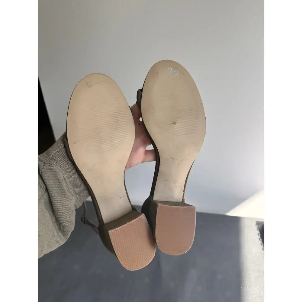 Steve Madden Size 8M Olive Green Irenee Chunk Heel Ankle Strap Block 2.5 Leather